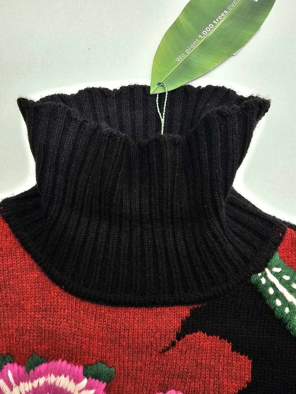 Farm Rio Black Bold Colorful Flower Embroidered Knit Sweater - Picture 6 of 13